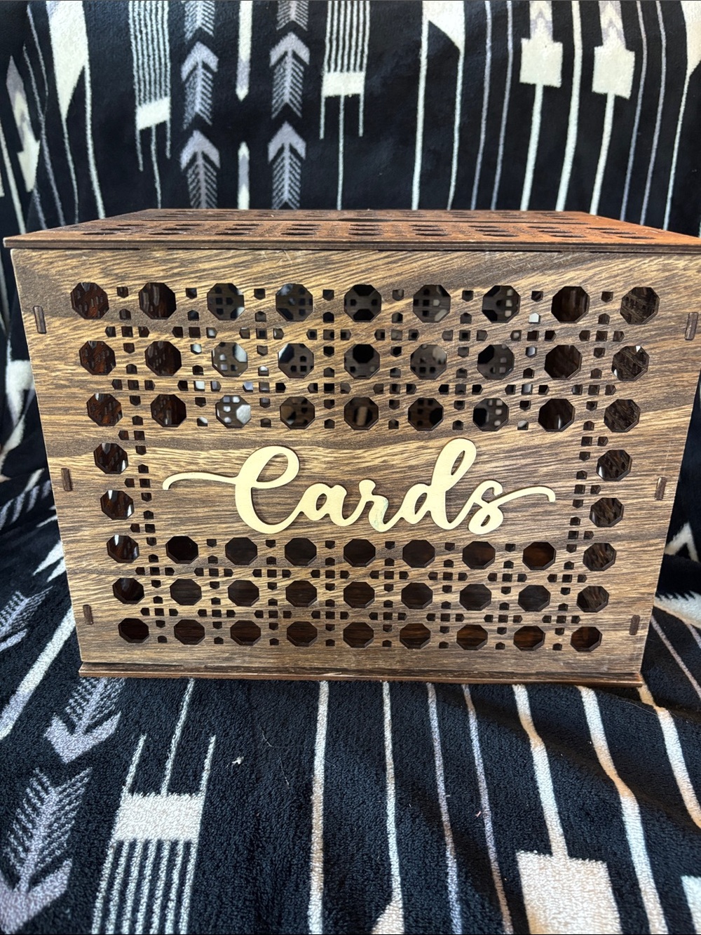 Amazon Wooden Card Keepsake Box in Brown and Cream